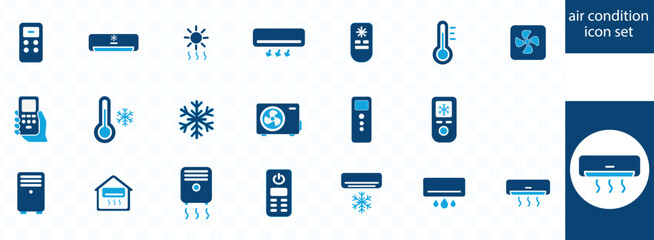 air condition icon set . Set of air conditioning icon in black color vector illustration