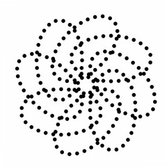 Abstract geometric pattern of rotating black squares forming a spiral mandala design on a white background. Perfect for modern art, graphic design, digital prints, and visual illusions.