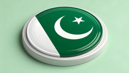 Pakistan flag button in flat vector design, showcasing national colors, useful for web graphics and educational projects.