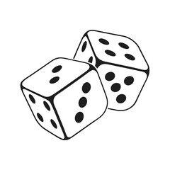 Two Dice Cubes on White Background. Vector icon Illustration