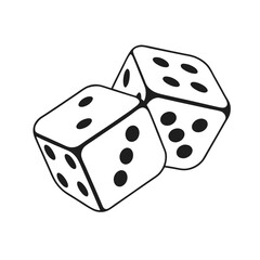 Two Dice Cubes on White Background. Vector icon Illustration