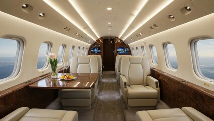 Obraz premium Interior of a private jet cabin