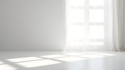 Fototapeta premium Bright Window Light Casting Shadows on White Floor