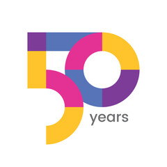 logo 50th years anniversary celebration with colorful design, Modern geometric style. 