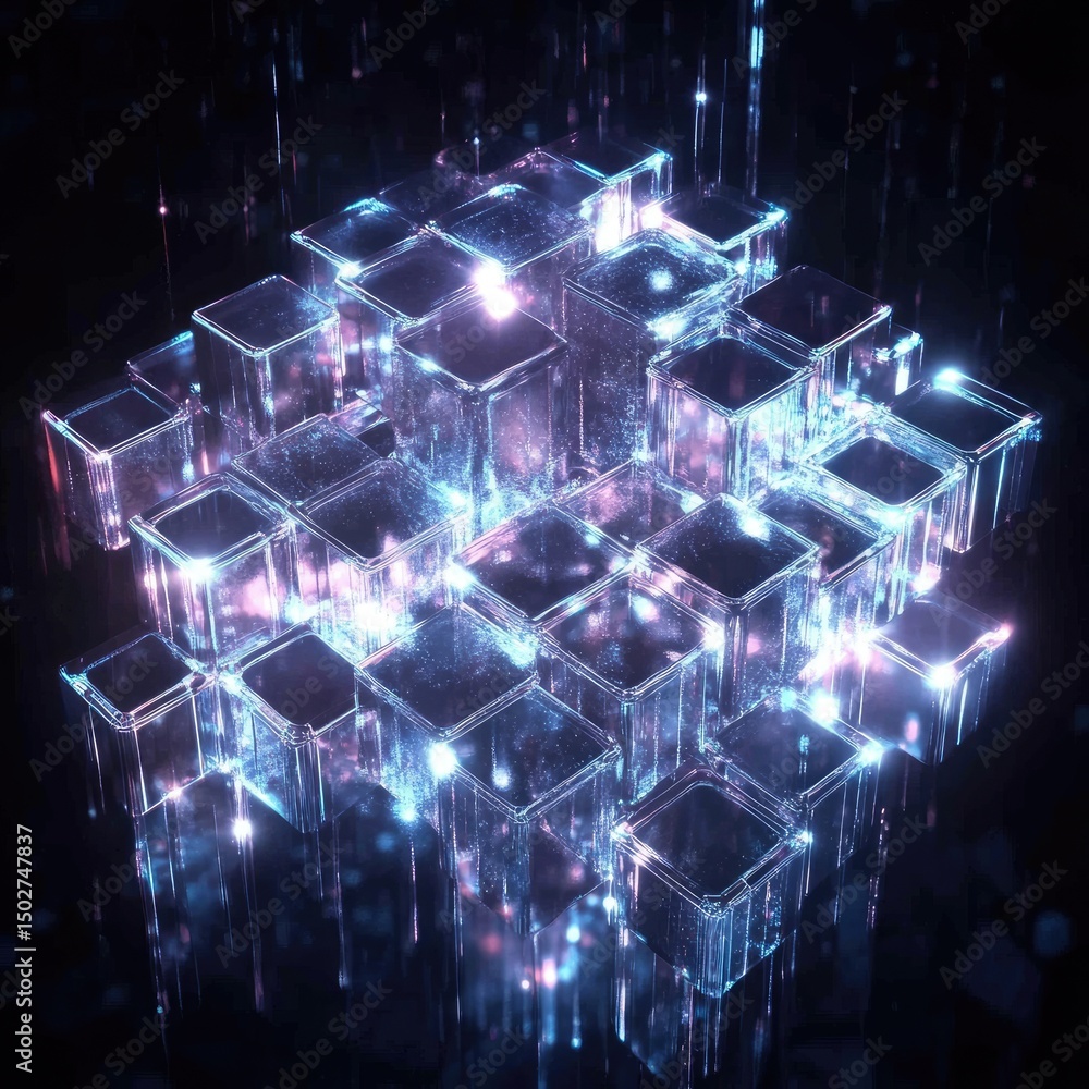 Poster abstract glowing cube structure