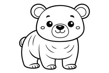 Naklejka premium Adorable Cartoon Bear Outline for Coloring Pages