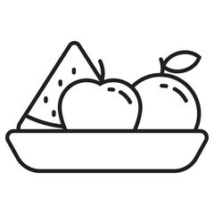 Vector illustration of apple, orange and watermelon on a plate suitable for fruit icon
