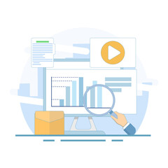 Digital marketing concept, social media SEO marketing. digital marketing to increase customer conversion, Social media, SEO optimization, social media marketing. flat design illustration.