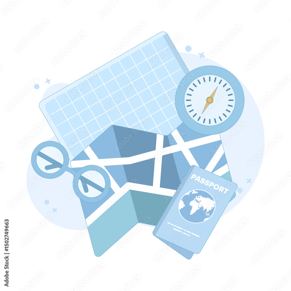 Aufkleber map concept with straight pins, gps pointer marker, map navigation. route planning, location trackin