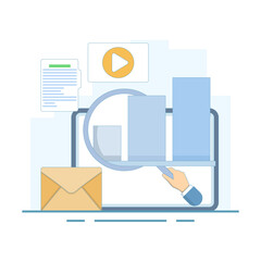 Digital marketing concept, social media SEO marketing. digital marketing to increase customer conversion, Social media, SEO optimization, social media marketing. flat design illustration.