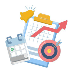 project task management concept. efficient management, strategy and performance, planning to complete work on time. business project planning. successful strategic task solutions. flat design.