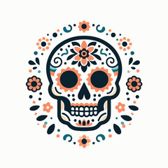 skull vector image with flowers