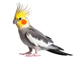Colorful Cockatiel Parrot with Yellow Crest and Orange Cheeks – Isolated PNG