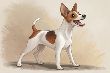 Adorable Toy Fox Terrier Dog Breed Illustration