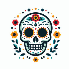 skull vector image with flowers