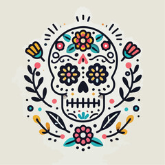 skull vector image with flowers