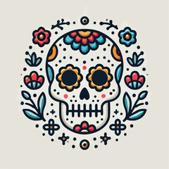 skull vector image with flowers