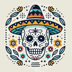 skull vector image with flowers