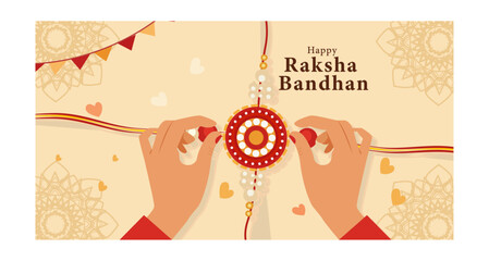 Happy Raksha Bandhan Festive Vector Banner Illustrations Set-03