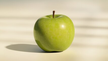 An Elegant Green Apple Against a Softly Blurred Background Scenery