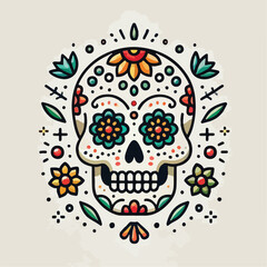 skull vector image with flowers