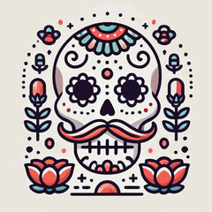 skull vector image with flowers