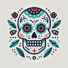 skull vector image with flowers