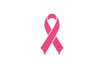 pink ribbon, breast cancer awareness symbol or sign, isolated on white, vector icon illustration