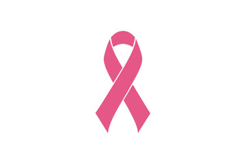pink ribbon, breast cancer awareness symbol or sign, isolated on white, vector icon illustration