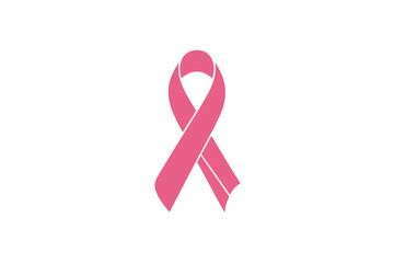 pink ribbon, breast cancer awareness symbol or sign, isolated on white, vector icon illustration