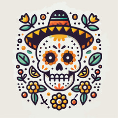 skull vector image with flowers