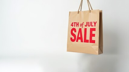 4th of july Patriotic Shopping Bag Mockup with Sale Text