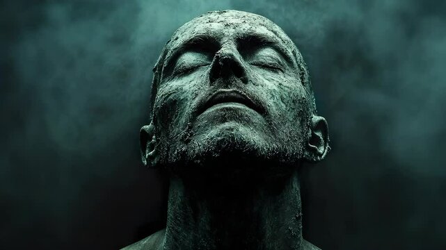 A man with his head in the smoke