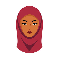 Young Muslim girl in hijab. Avatar of Arab girl. Concept of equality, equal rights, freedom, tolerance, individuality. International Women's Day, March 8. Various religions. Vector illustration