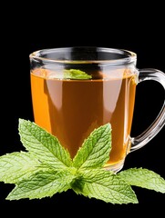 Refreshing Mint Tea in a Glass Mug