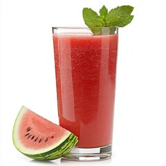 Refreshing Red Watermelon Smoothie in Glass with Mint Garnish