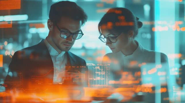 Business Analysts Reviewing Data  Financial Charts  Graphs - Powered by Adobe