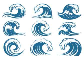 Fototapeta premium Ocean Wave Vector Set Art & Illustration