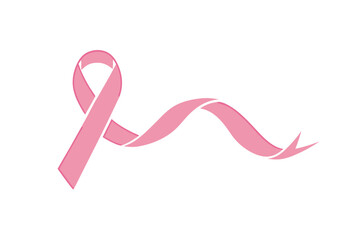 pink ribbon, breast cancer awareness symbol, isolated on white, vector icon illustration