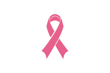 pink ribbon, breast cancer awareness symbol, isolated on white, vector icon illustration