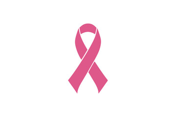pink ribbon, breast cancer awareness symbol, isolated on white, vector icon illustration