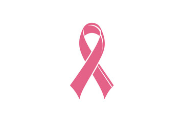 pink ribbon, breast cancer awareness symbol, isolated on white, vector icon illustration