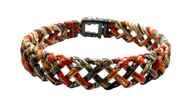Artistic Woven Bracelet with Freeform Interlacing O Isolated on solid white Background Png form