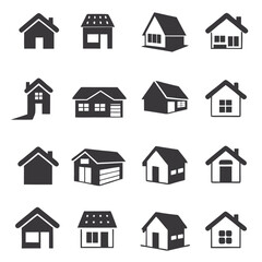 House and store Icon set. home symbol isolated on white background. Vector