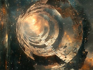 Cosmic construction: A swirling gateway to distant galaxies and celestial wonders