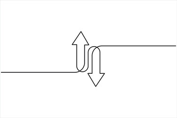 Continuous one line art drawing of arrows design. Vector illustration of Line art arrow symbol