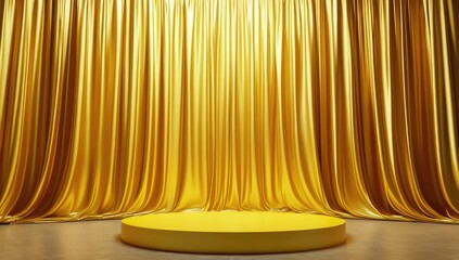 Empty gold stage with yellow podium