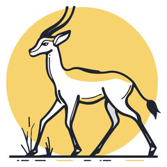 Naklejka premium gazelle, animal, vector, transparent background, wildlife, mammal, nature, cute, antelope, zoo, isolated, farm, herbivore, springbok