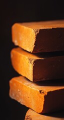 Stacked terracotta bricks in close-up