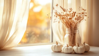 Autumnal windowsill display